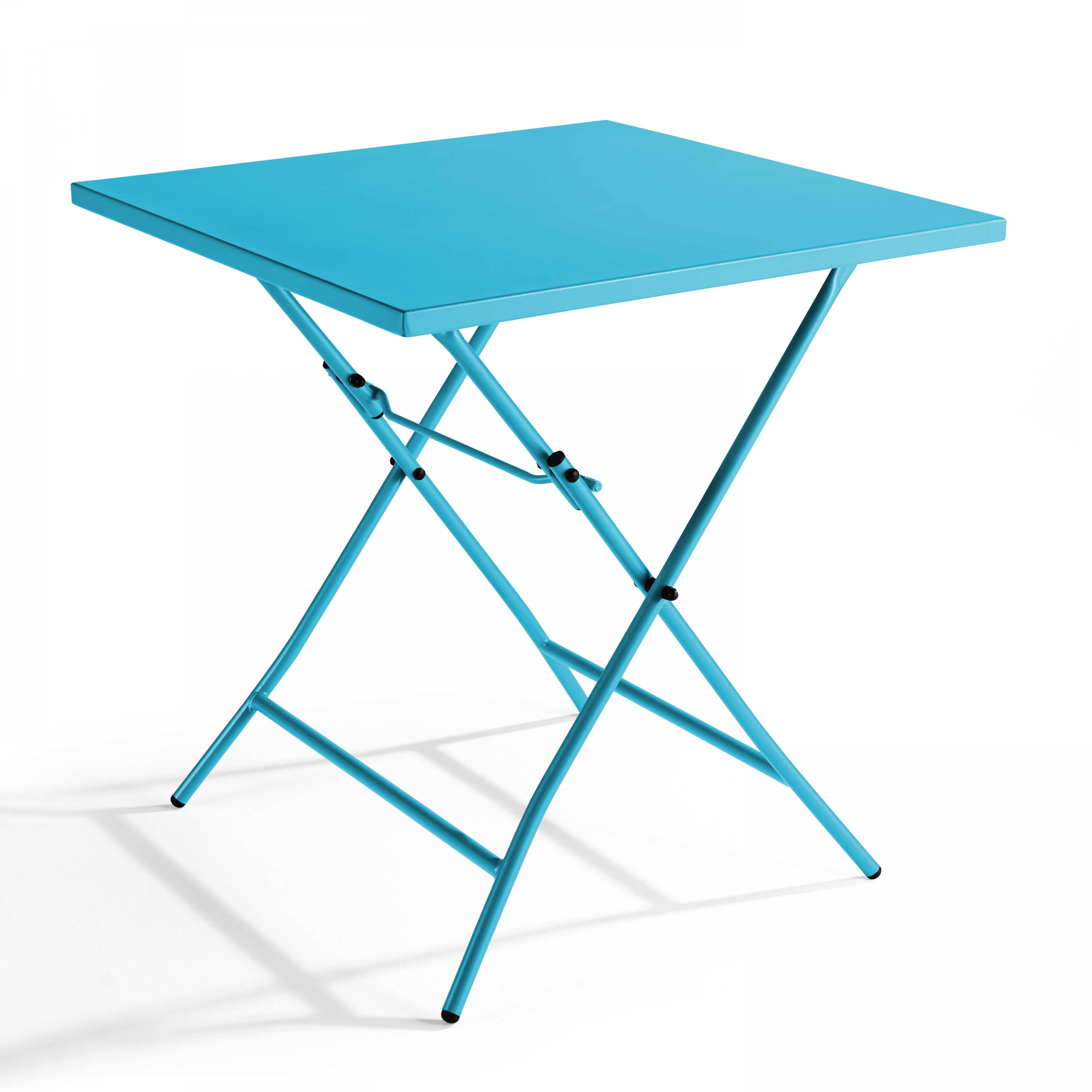 Oviala - Table de jardin pliante carrée en acier 70 cm 4 places bleu Palavas - Oviala - Imagen 1