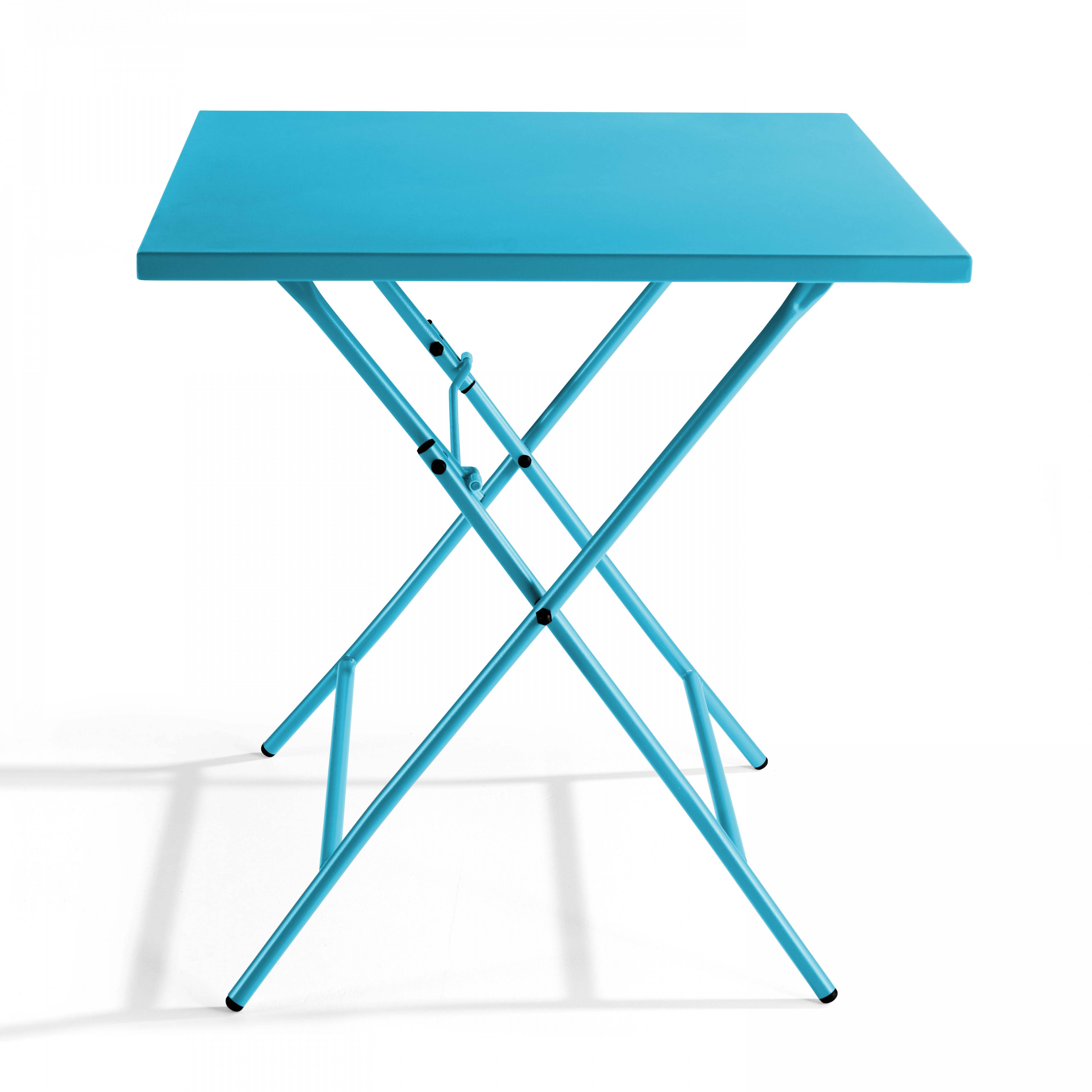 Oviala - Table de jardin pliante carrée en acier 70 cm 4 places bleu Palavas - Oviala - Imagen 2