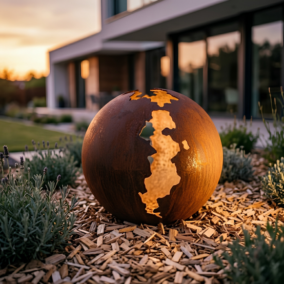 Jardinex - Boule déco jardin métal craquelée - Rouille 50 cm - Jardinex - Imagen 4