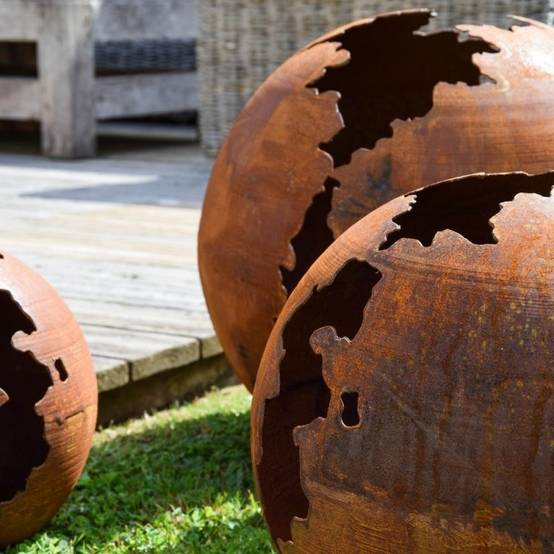 Jardinex - Boule déco jardin métal craquelée - Rouille 50 cm - Jardinex - Imagen 2