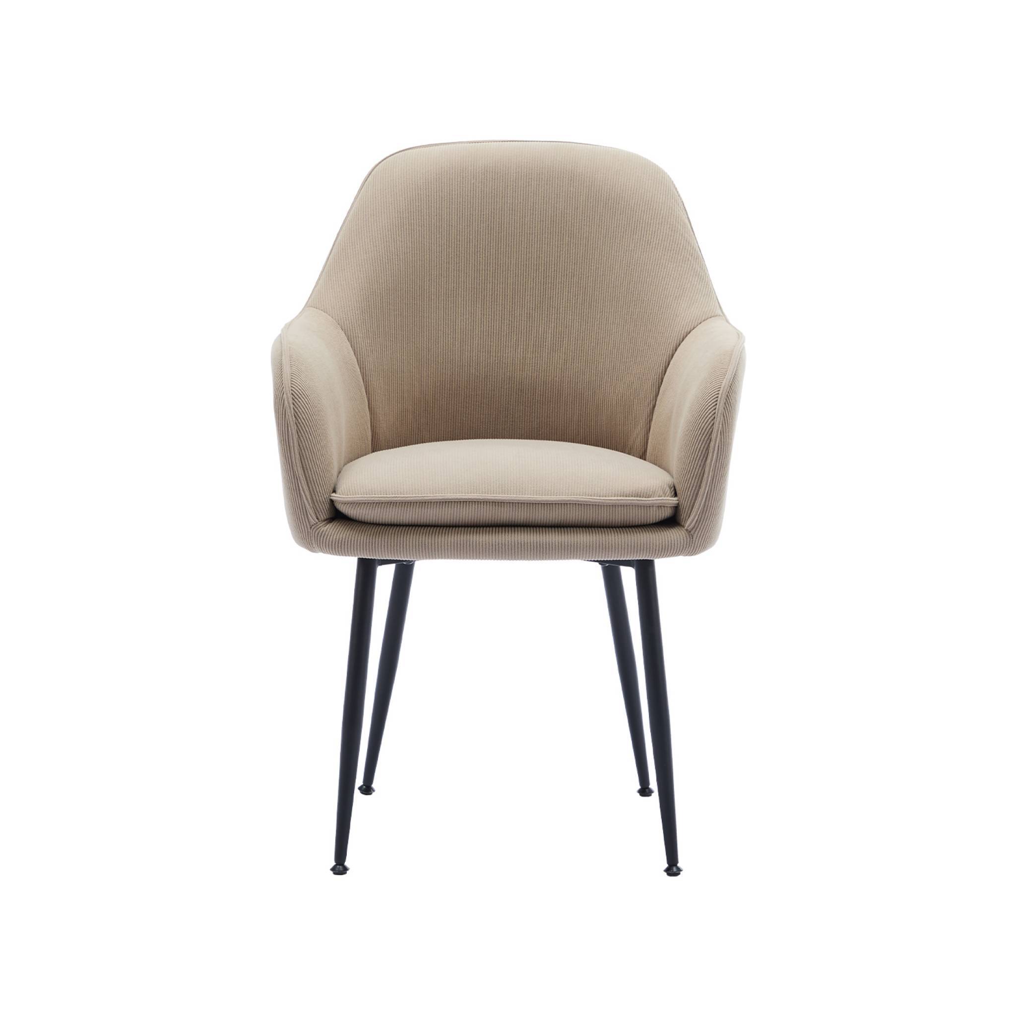 sweeek - Fauteuil en velours côtelé beige et pieds en métal noir mat. L 57 x P 59 x H 84.5 | sweeek - Image 5