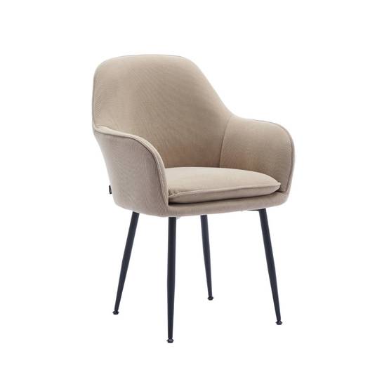 sweeek - Fauteuil en velours côtelé beige et pieds en métal noir mat. L 57 x P 59 x H 84.5 | sweeek - Image 2