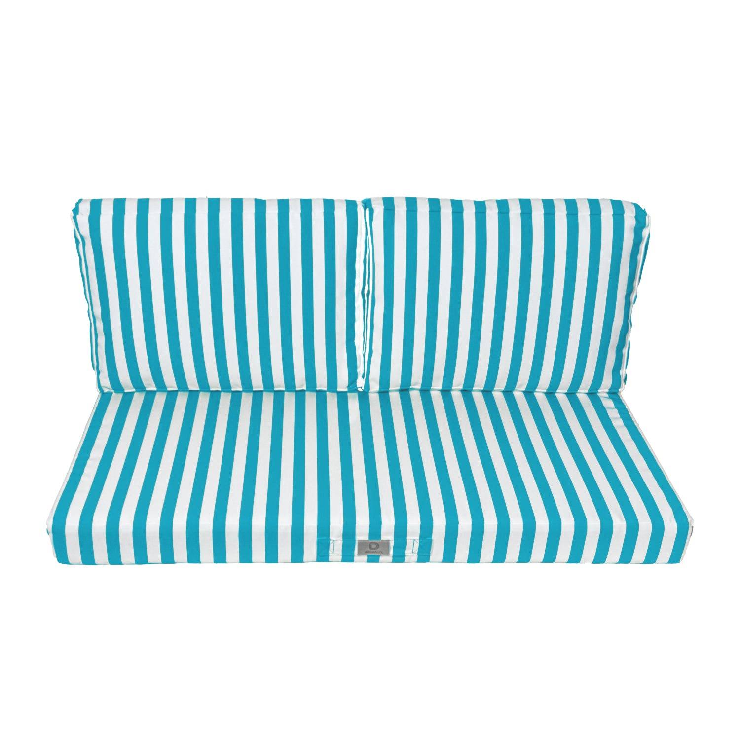 Coussins pour salon de jardin déhoussable 120x60cm Rayure turquoise - Déco arts - Image 3