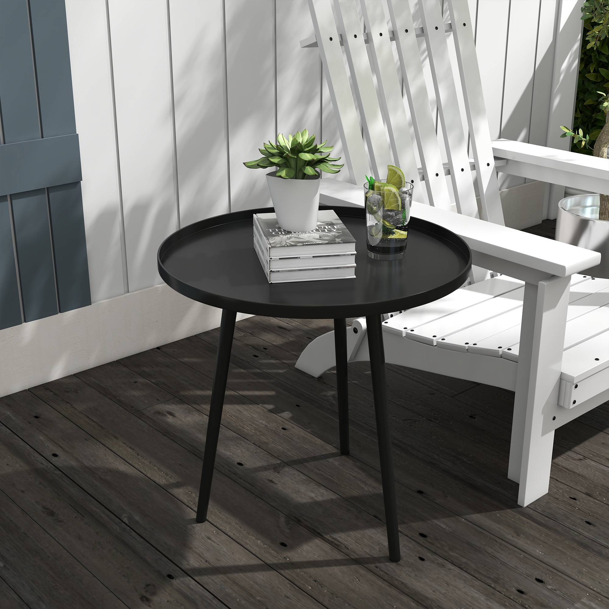 Table basse de jardin acier noir 40 x 40 x 50 cm - PANGIVO - Image 4