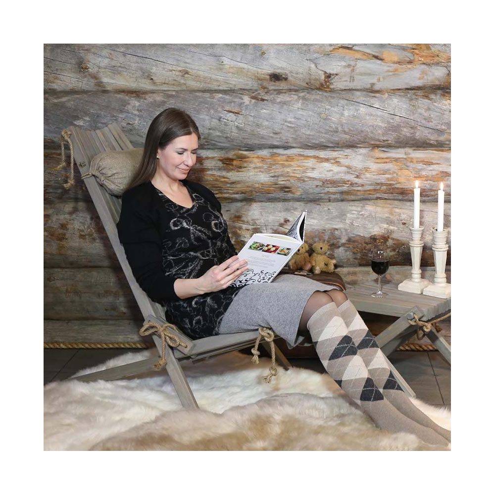 Ecofurn - Chilienne scandinave avec repose-pieds Pin Gris - Imagen 2