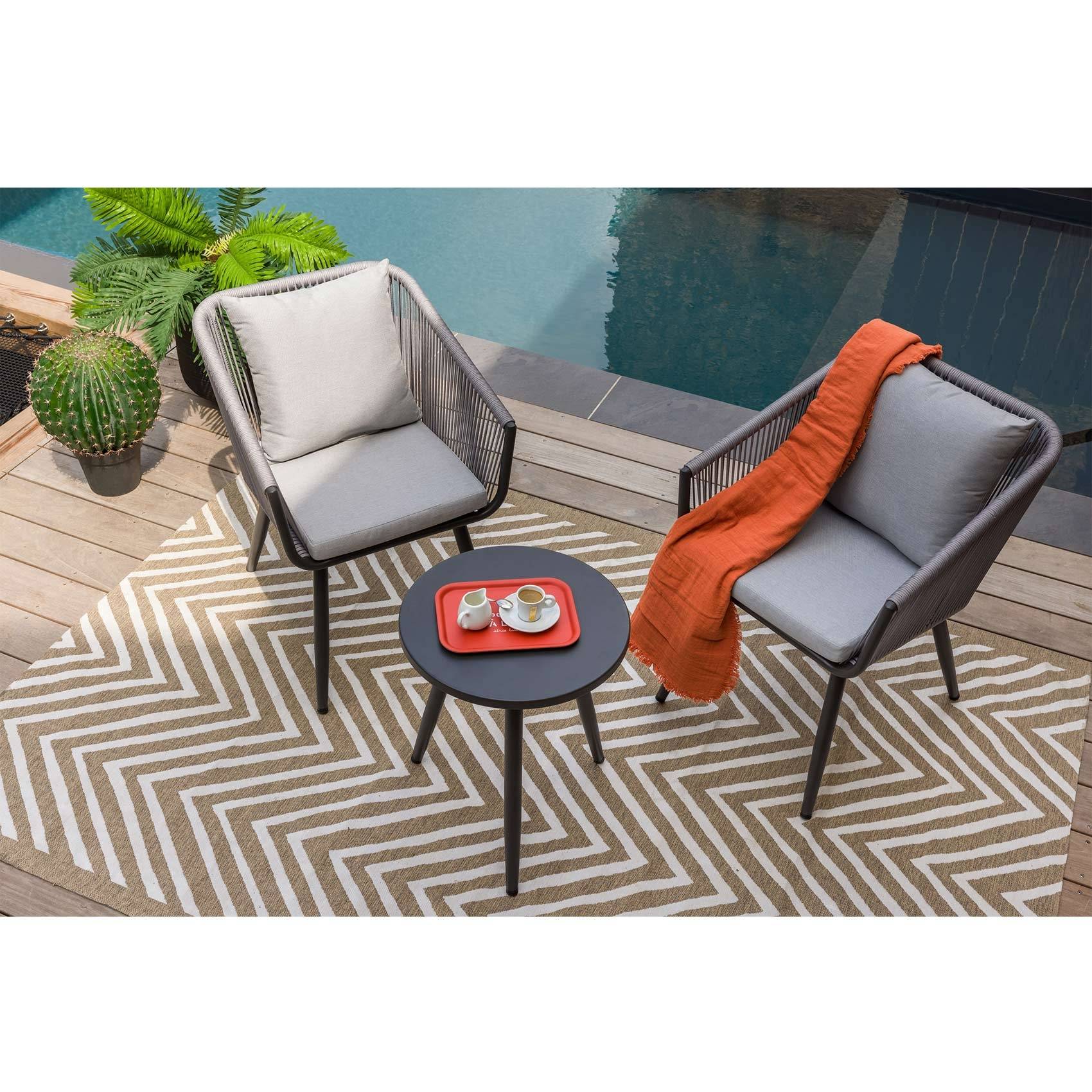 Salon détente en corde tressée - JARDILINE - Aluminium - Gris clair - Imagen 1