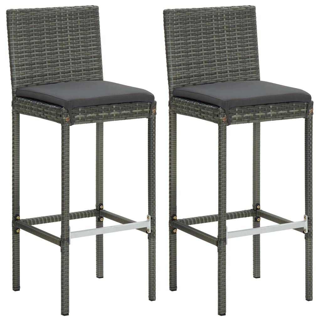 Helloshop26 - Ensemble de bar de jardin avec coussins 3 pièces gris - Imagen 2