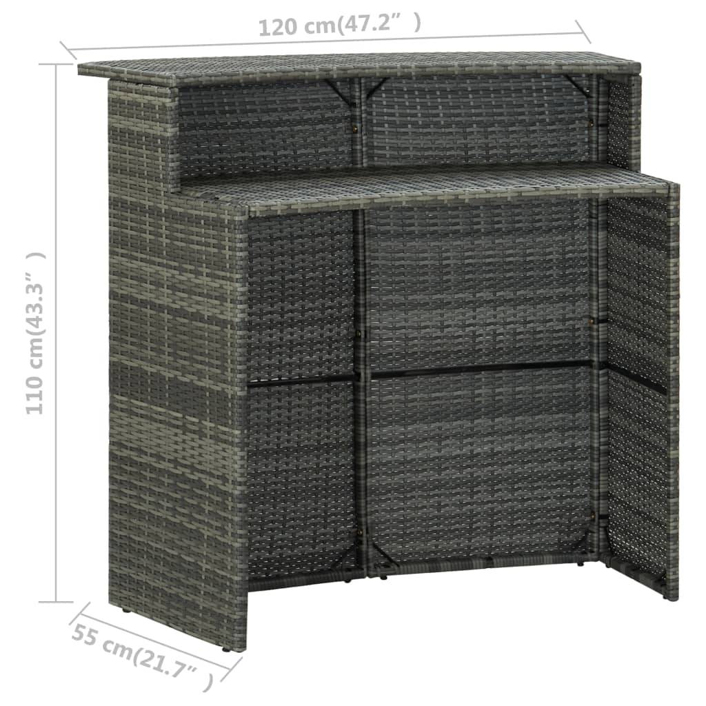 Helloshop26 - Ensemble de bar de jardin avec coussins 3 pièces gris - Imagen 6