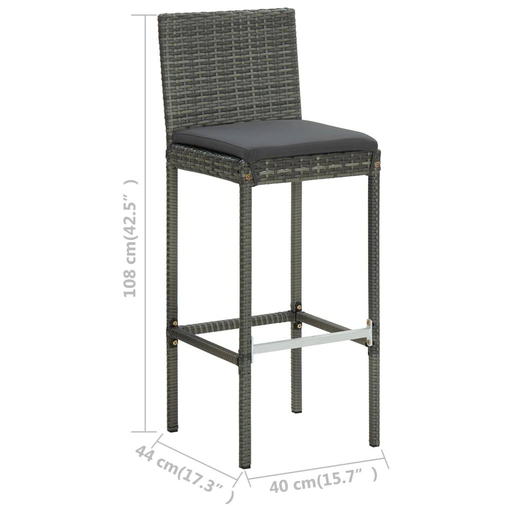 Helloshop26 - Ensemble de bar de jardin avec coussins 3 pièces gris - Imagen 7