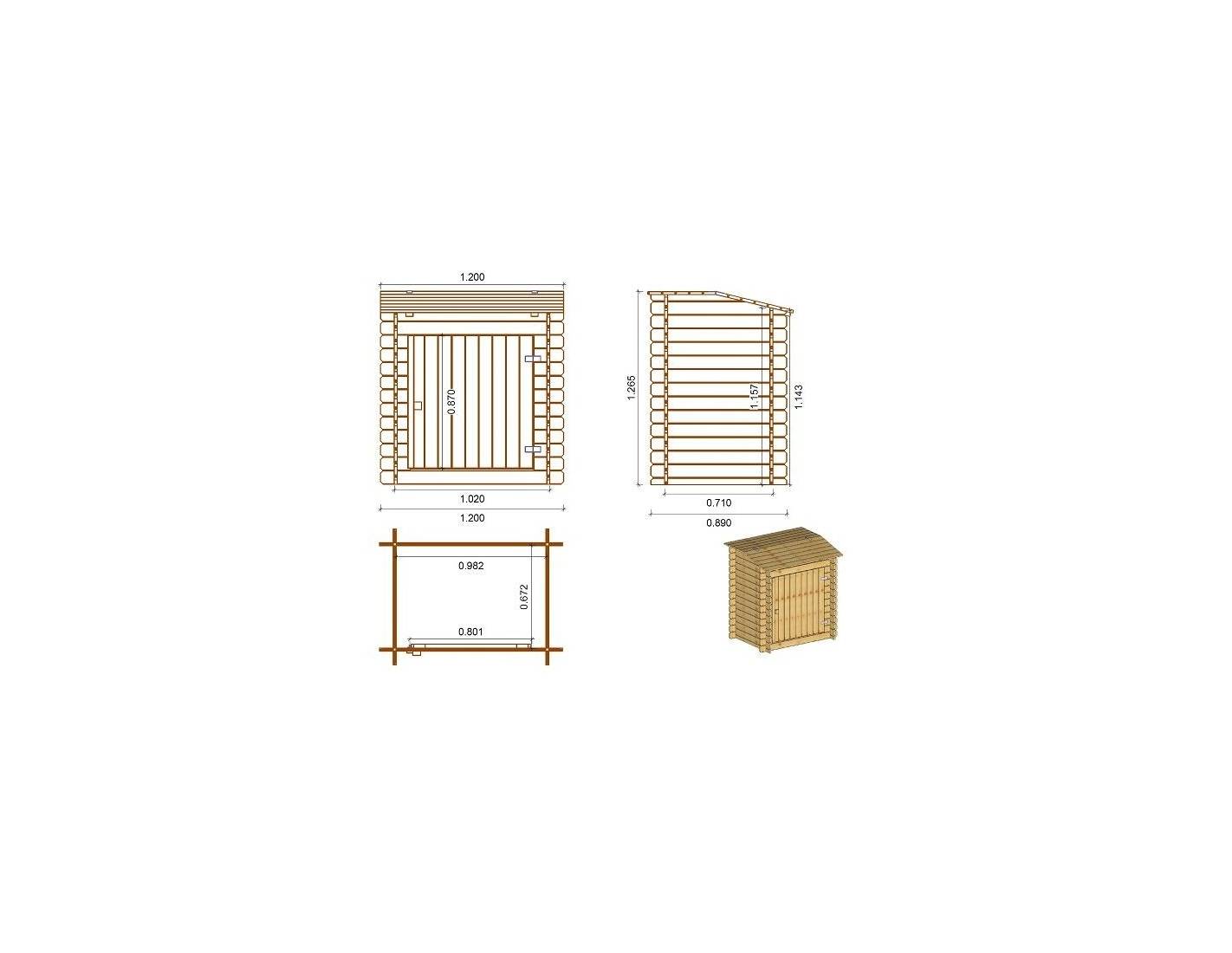 Altanka - Armoire de jardin en bois -1.2x0.89 m - H.1.26 m - imprégné - SZA6 - ALTANKA - Imagen 4