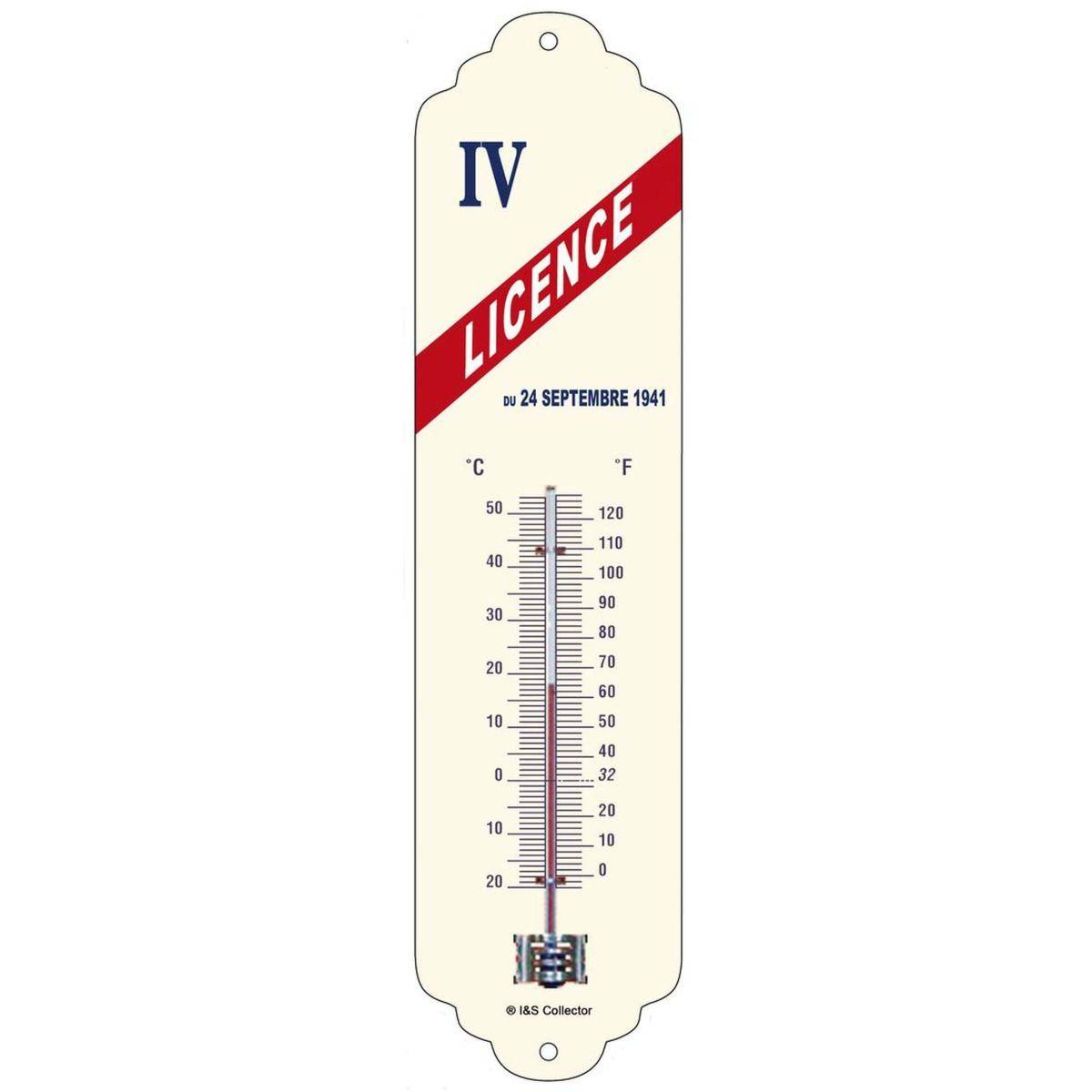 Thermomètre en métal Pub 28 x 6.5 cm Licence IV