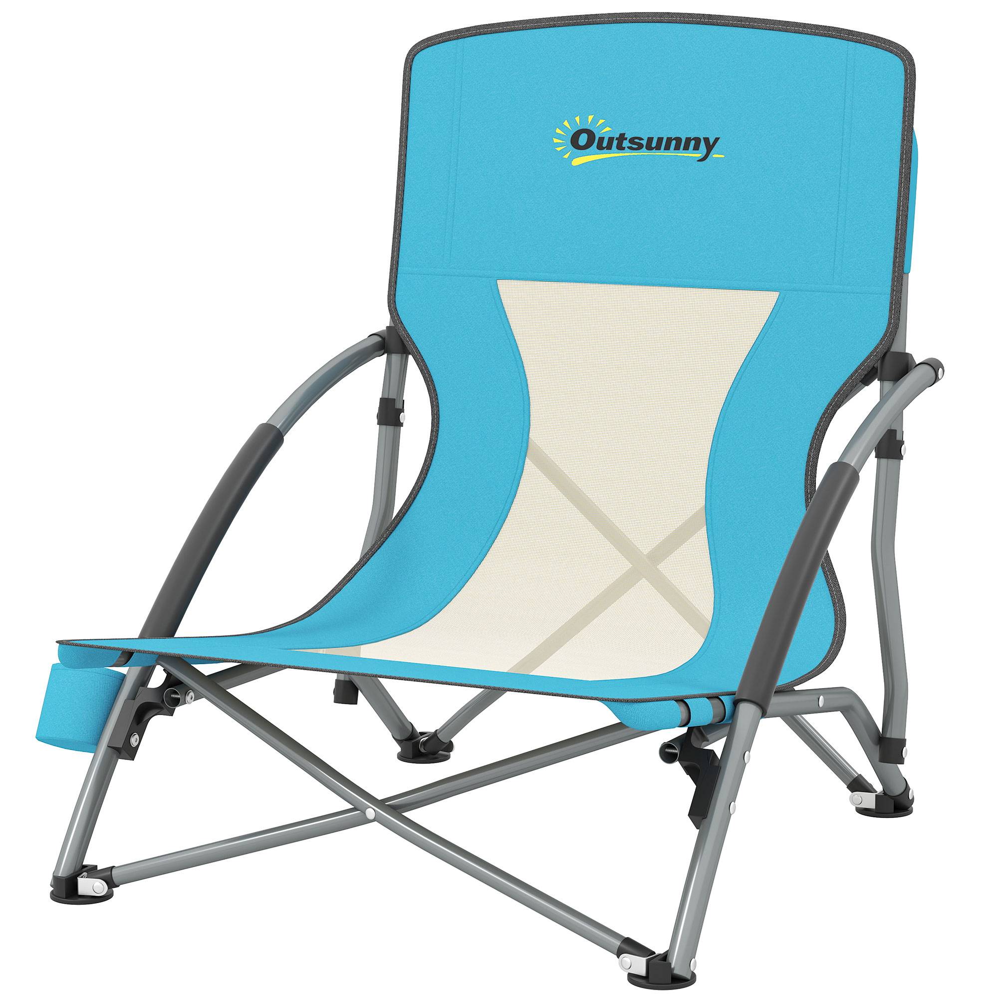 Chaise de plage pliante métal et tissu bleu 58 x 55 x 62 cm - PANGIVO - Image 2