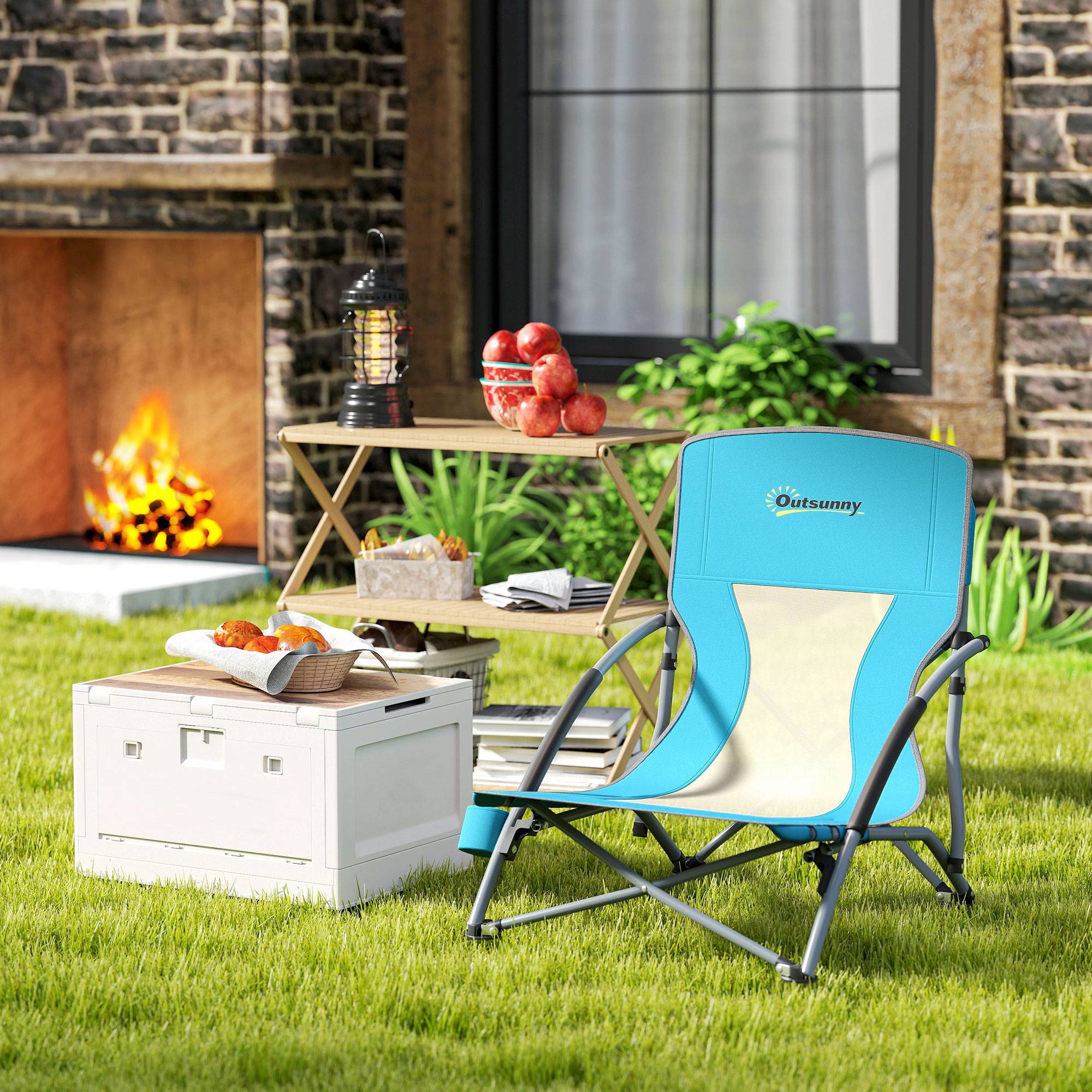 Chaise de plage pliante métal et tissu bleu 58 x 55 x 62 cm - PANGIVO - Image 10