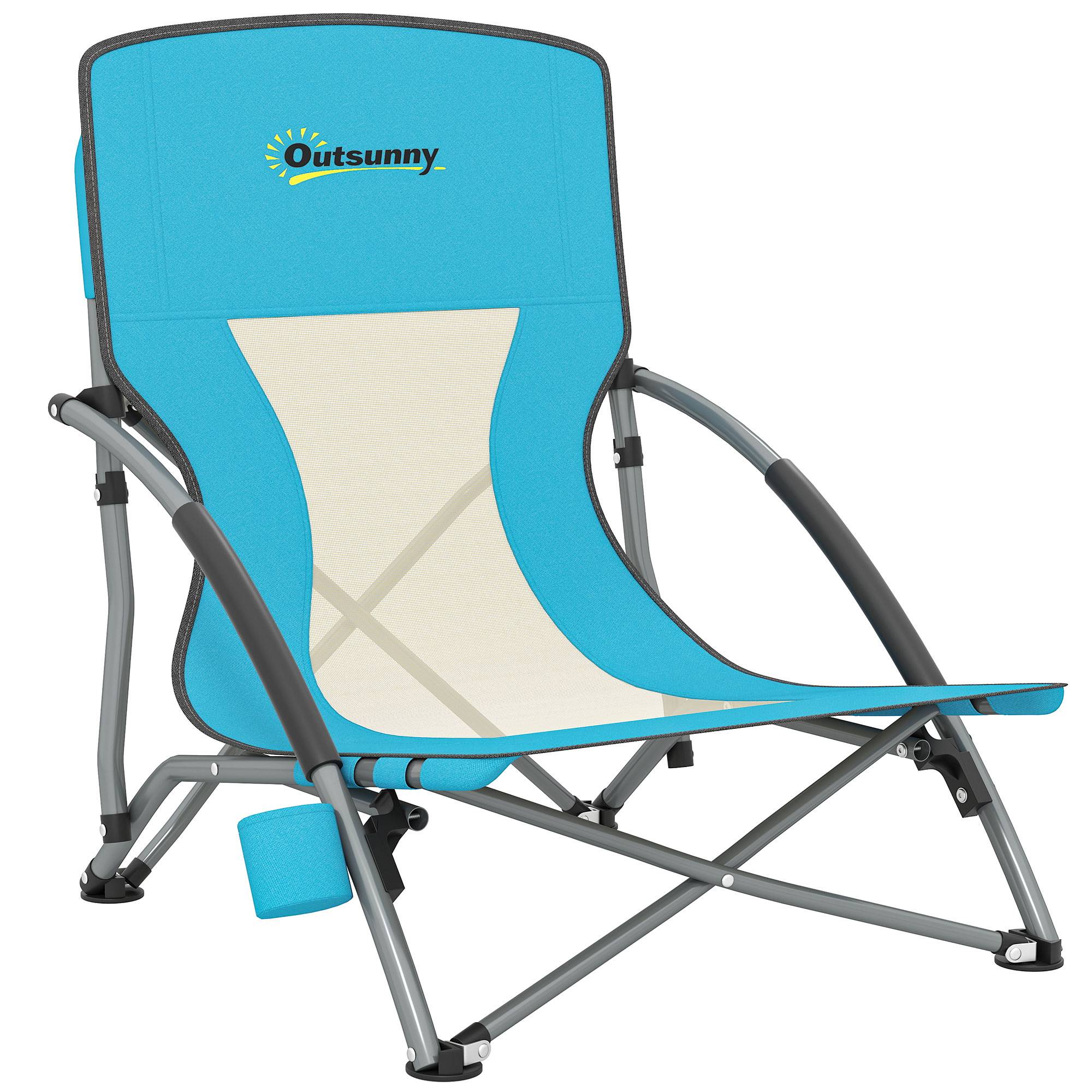 Chaise de plage pliante métal et tissu bleu 58 x 55 x 62 cm - PANGIVO - Image 1