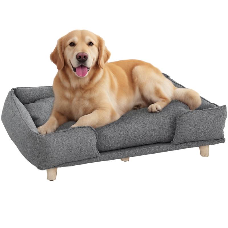 Canapé pour chien intérieur 96 x 66 x 24 cm polyester et bois gris foncé - PANGIVO - Image 7