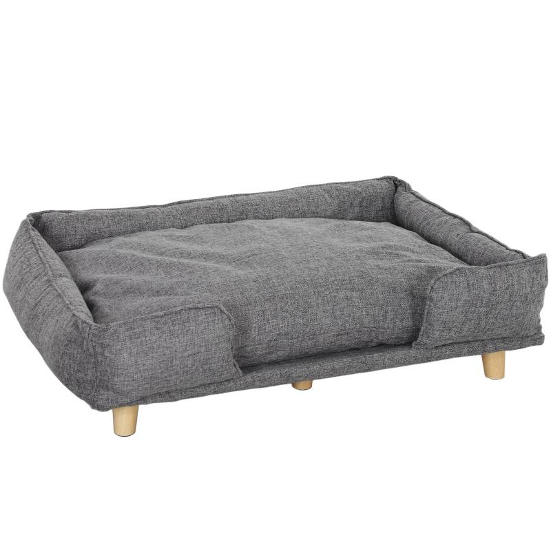 Canapé pour chien intérieur 96 x 66 x 24 cm polyester et bois gris foncé - PANGIVO - Image 1