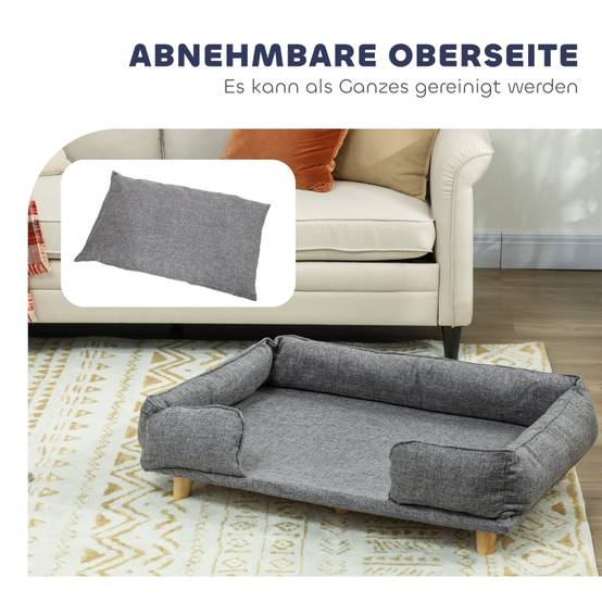 Canapé pour chien intérieur 96 x 66 x 24 cm polyester et bois gris foncé - PANGIVO - Image 4