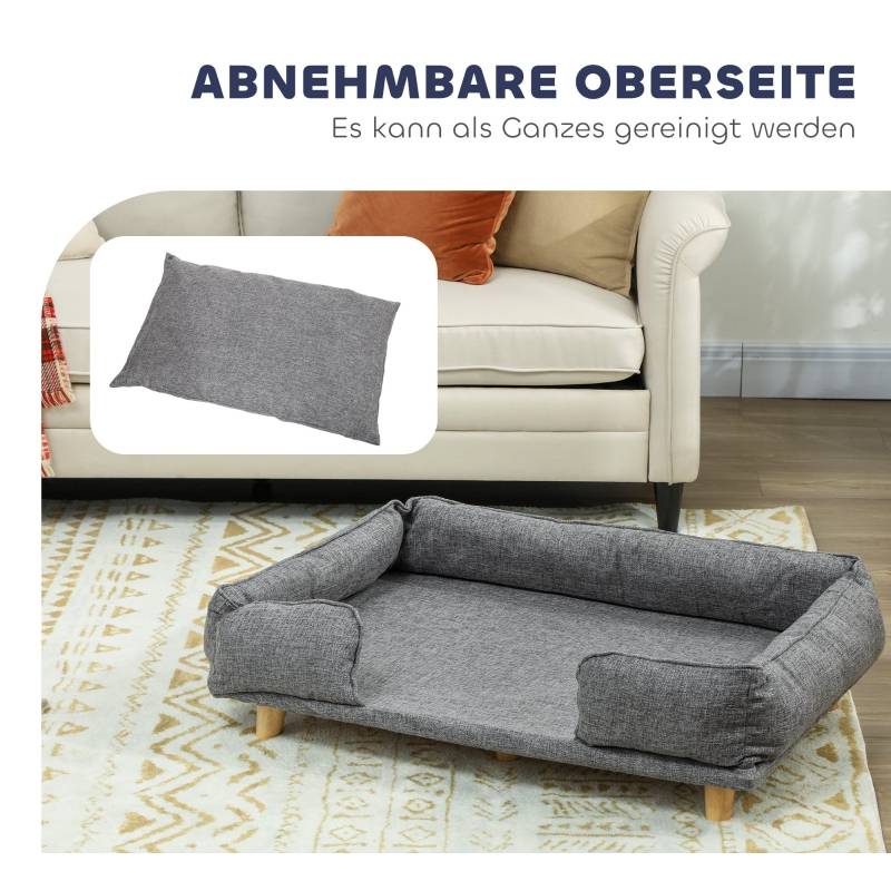 Canapé pour chien intérieur 96 x 66 x 24 cm polyester et bois gris foncé - PANGIVO - Image 4
