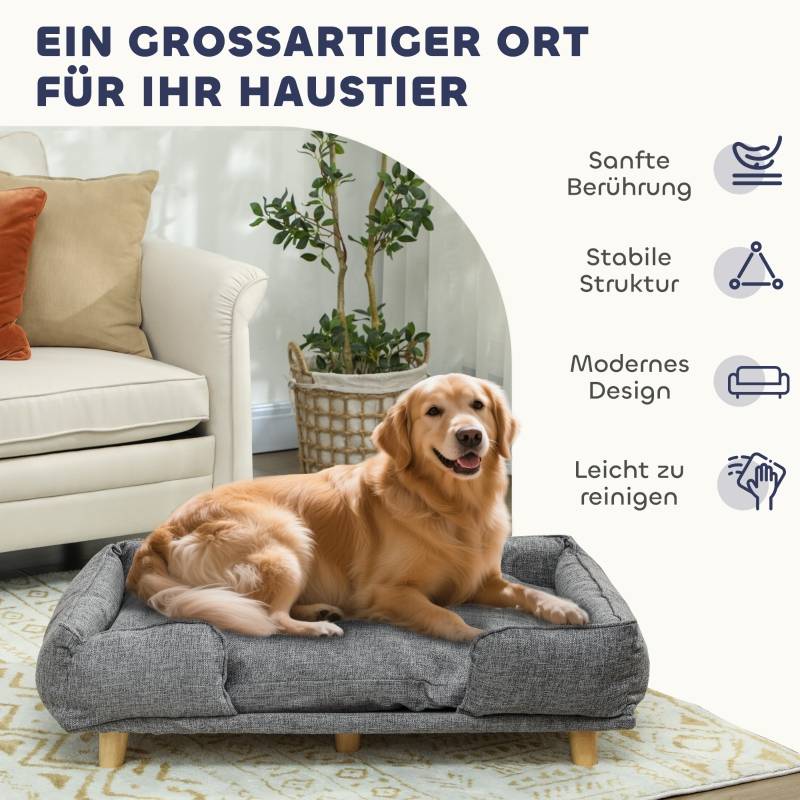 Canapé pour chien intérieur 96 x 66 x 24 cm polyester et bois gris foncé - PANGIVO - Image 5