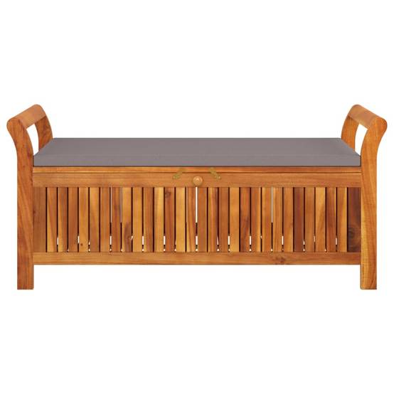 Helloshop26 - Banc de jardin meuble de patio d'extérieur terrasse de rangement de jardin avec coussin 126 x 50 x 60 cm bois d'acacia - Imagen 4