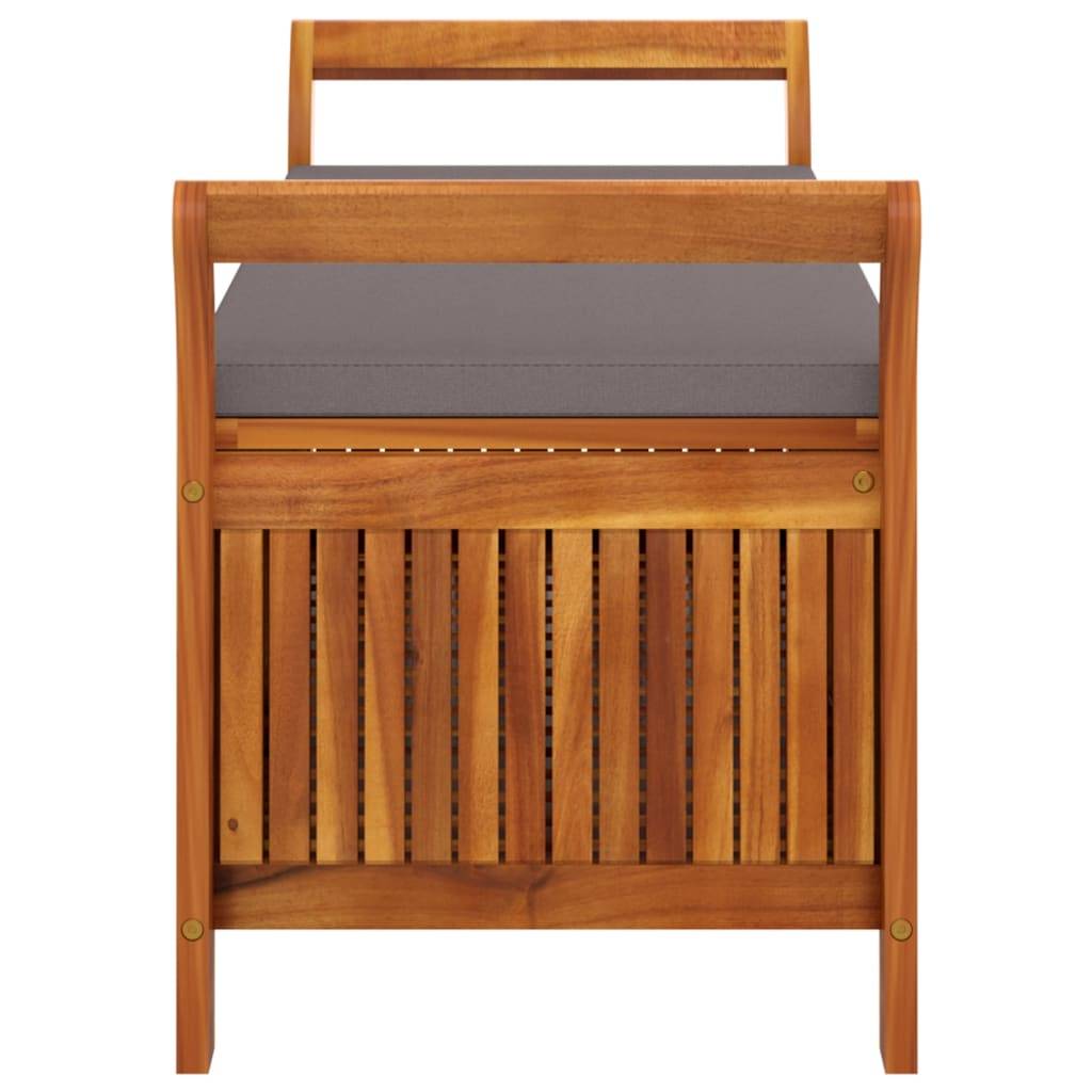 Helloshop26 - Banc de jardin meuble de patio d'extérieur terrasse de rangement de jardin avec coussin 126 x 50 x 60 cm bois d'acacia - Imagen 5