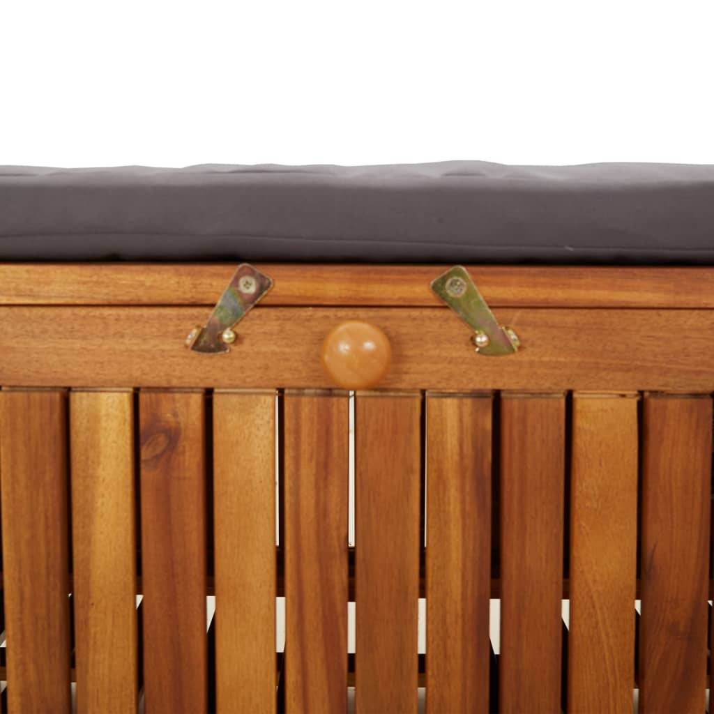 Helloshop26 - Banc de jardin meuble de patio d'extérieur terrasse de rangement de jardin avec coussin 126 x 50 x 60 cm bois d'acacia - Imagen 7