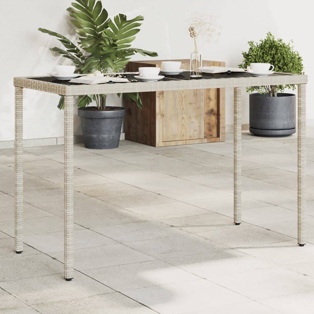 PANGIVO - Table de jardin verre gris clair 115 x 54 x 74 cm rotin - PANGIVO - Image 1