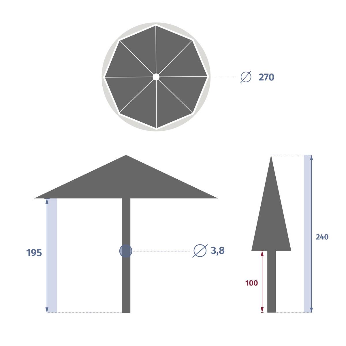 Hesperide - Parasol droit rond "Sisko" blé 2,7m Hespéride - Imagen 7