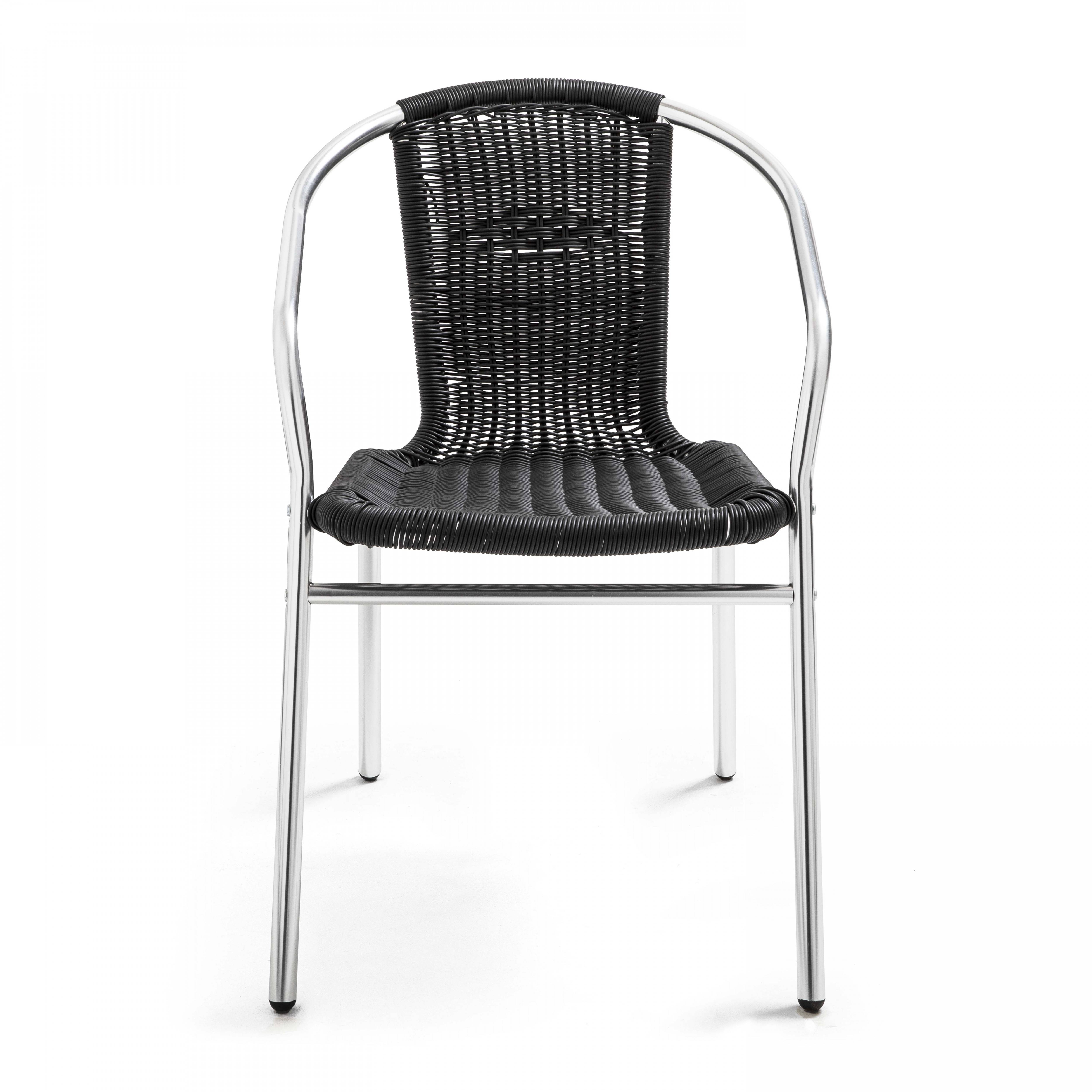 Oviala - Lot 4 fauteuils de jardin aluminium et résine noir Saint Germain - Oviala - Image 3