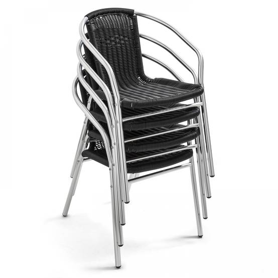 Oviala - Lot 4 fauteuils de jardin aluminium et résine noir Saint Germain - Oviala - Image 4