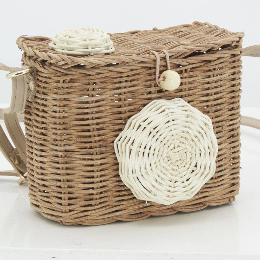 Aubry Gaspard - Sac enfant en rotin et cuir appareil photo - Imagen 4
