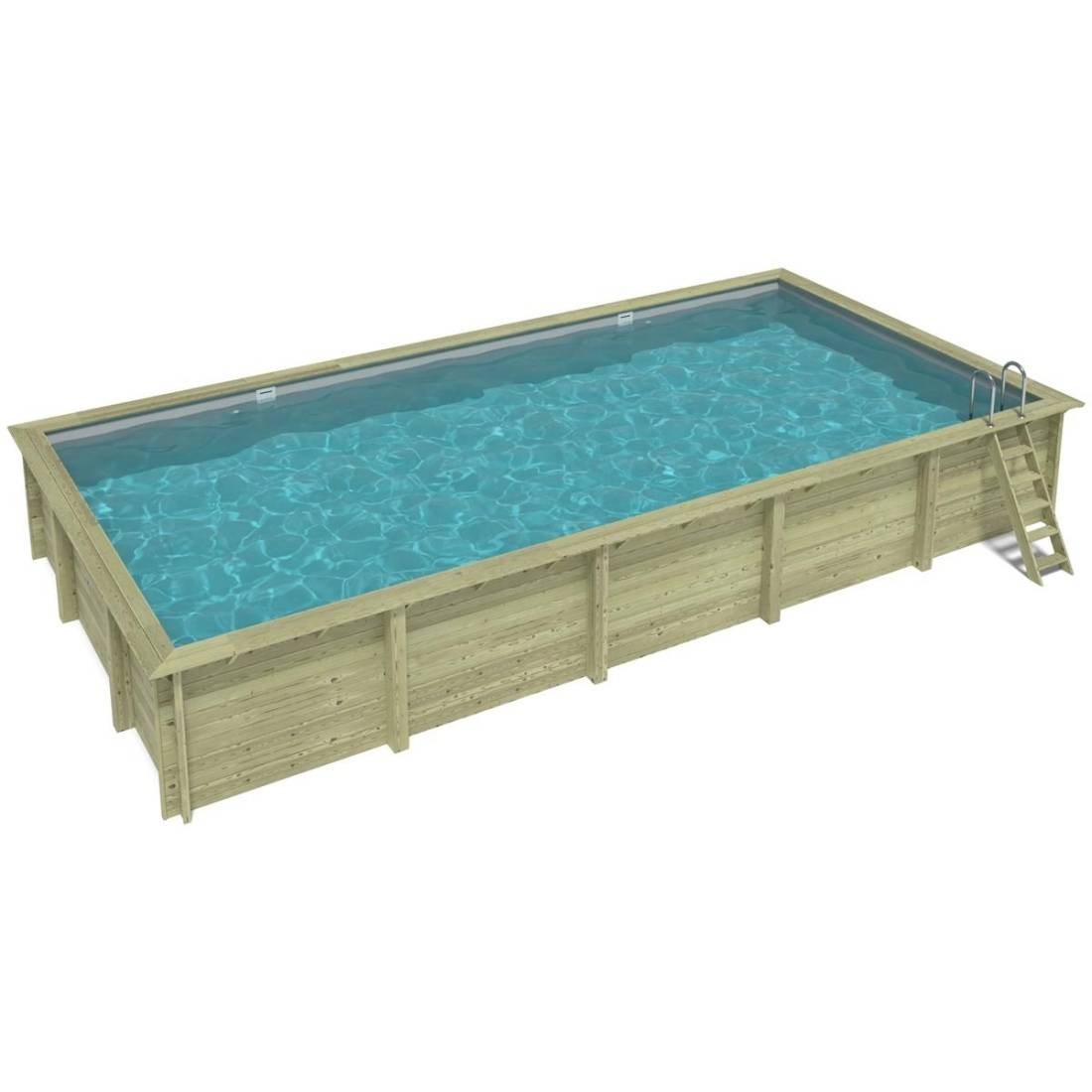 Altanka - Piscine hors sol en bois AQUA 10.2 x 5.2 - H.1.45 m, gris clair, cadre en métal - sans dalle - BAS7310OSPU2 - ALTANKA - Image 1