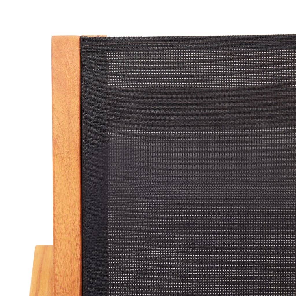 Vidaxl - Chaise de jardin Noir Bois d'eucalyptus solide et textilène vidaXL 48701 - Image 4