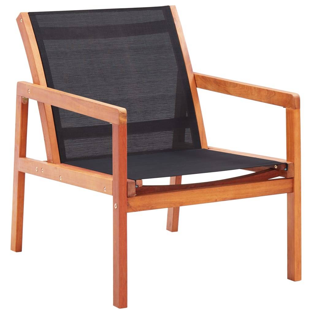 Vidaxl - Chaise de jardin Noir Bois d'eucalyptus solide et textilène vidaXL 48701