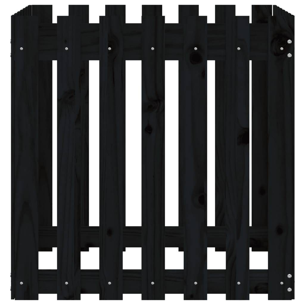 Maison Chic - Jardinière | Pot de fleurs | Cache-pot | Bac à fleurs avec design de clôture noir 70x70x70 cm pin massif - Image 5