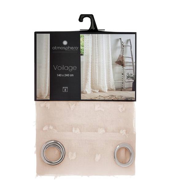 Voilage à œillets Beige motif petits pompons 140 x 240 cm - Image 2