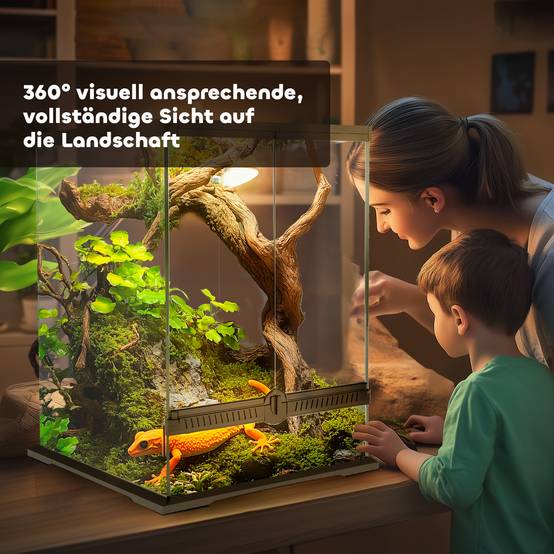 ComfortXL - Terrarium reptiles en verre trempé 45 x 45 x 60 cm noir 120 L ventilé verrouillable avec gestion des câbles - Image 5