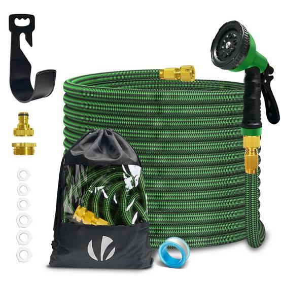 Tuyau d’Arrosage Extensible 15m Renforce avec Accessoires vert - Image 1