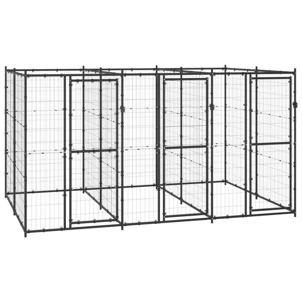 Helloshop26 - Chenil extérieur cage enclos parc animaux chien extérieur acier 7,26 m² - Imagen 1