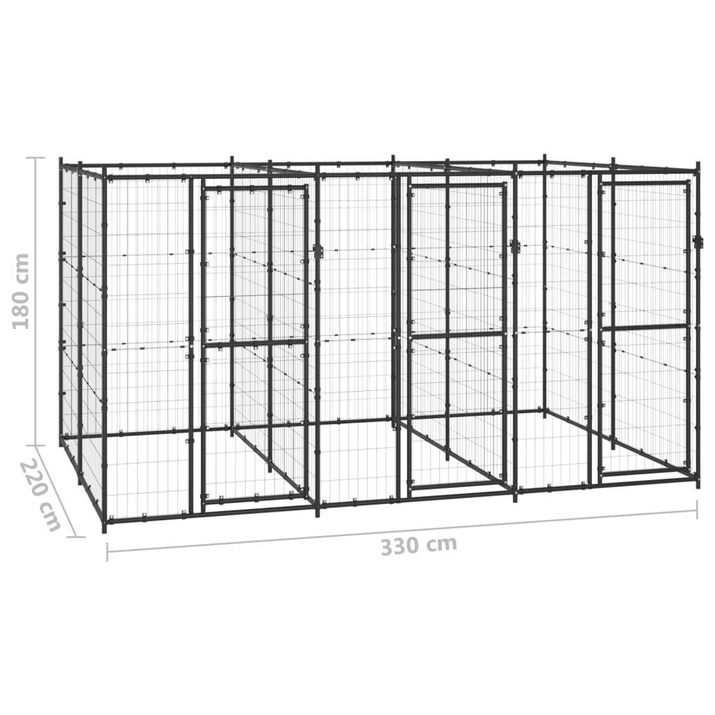 Helloshop26 - Chenil extérieur cage enclos parc animaux chien extérieur acier 7,26 m² - Imagen 2