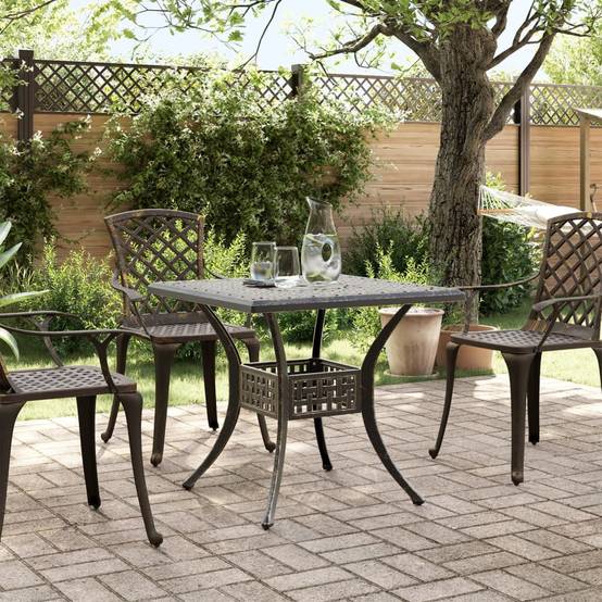 Table de jardin aluminium coulé bronze 80 x 80 x 75 cm - PANGIVO - Image 3