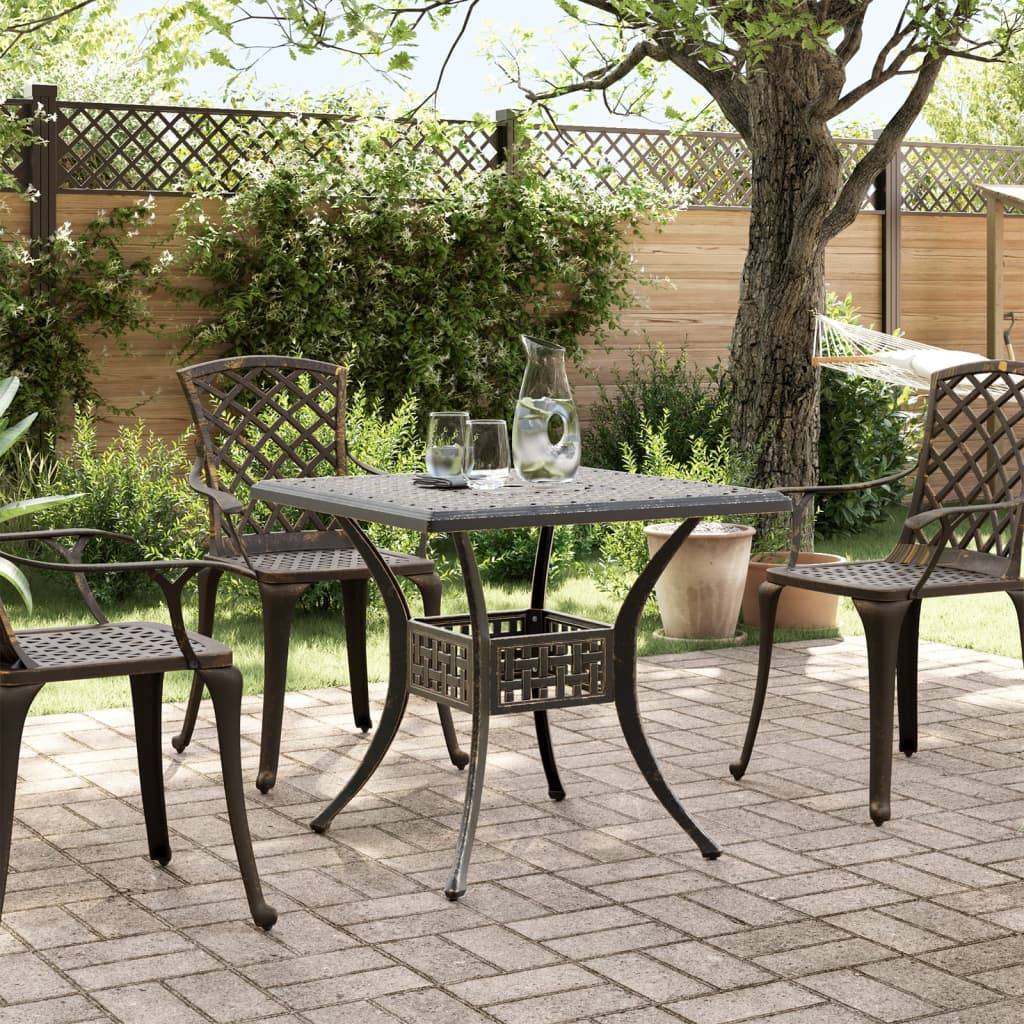 Table de jardin aluminium coulé bronze 80 x 80 x 75 cm - PANGIVO - Image 3