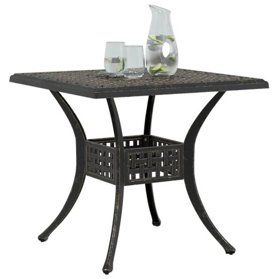 Table de jardin aluminium coulé bronze 80 x 80 x 75 cm - PANGIVO - Image 4