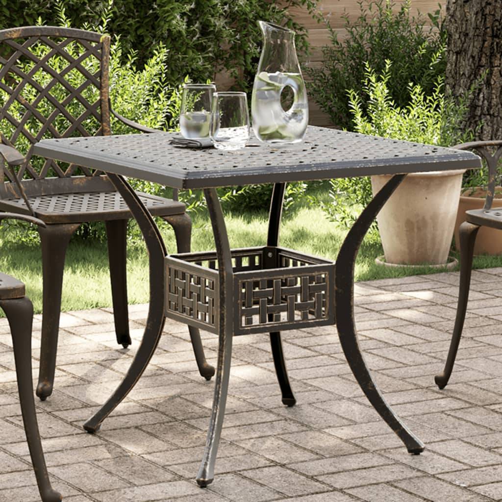 Table de jardin aluminium coulé bronze 80 x 80 x 75 cm - PANGIVO - Image 1