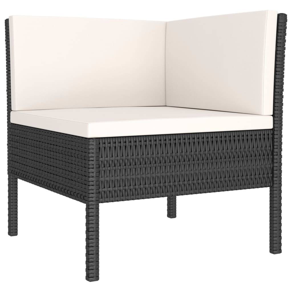 Helloshop26 - Salon de jardin meuble d'extérieur ensemble de mobilier 6 pièces avec coussins résine tressée noir - Imagen 2
