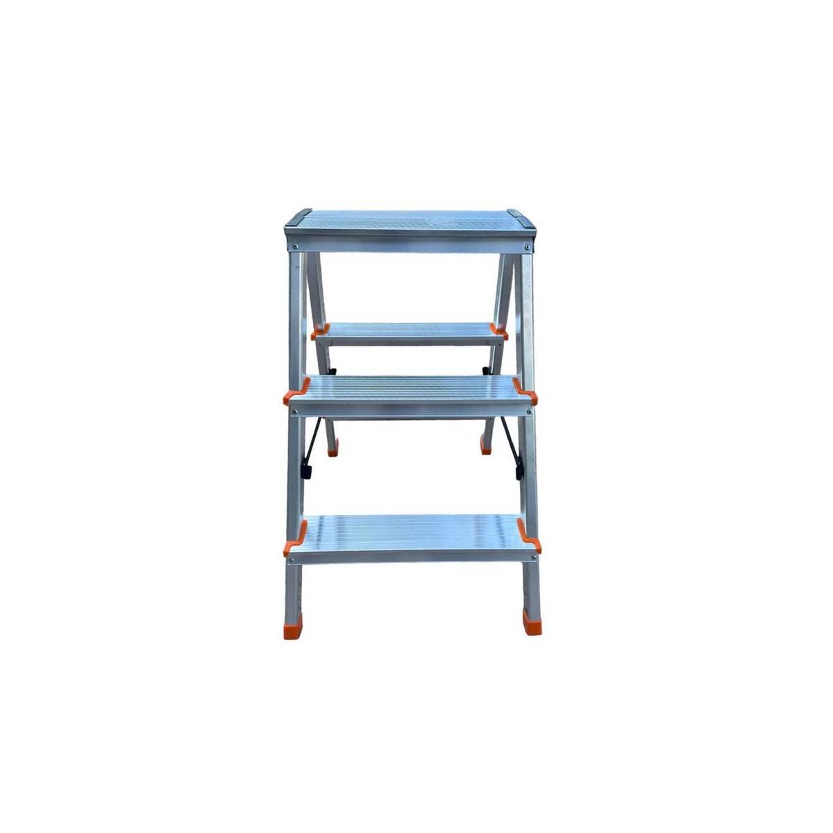 Escabeau 3 marches Marche-pied Aluminium Charge 125 kg Pliable Pieds anti-dérapants BRIXO - Imagen 6