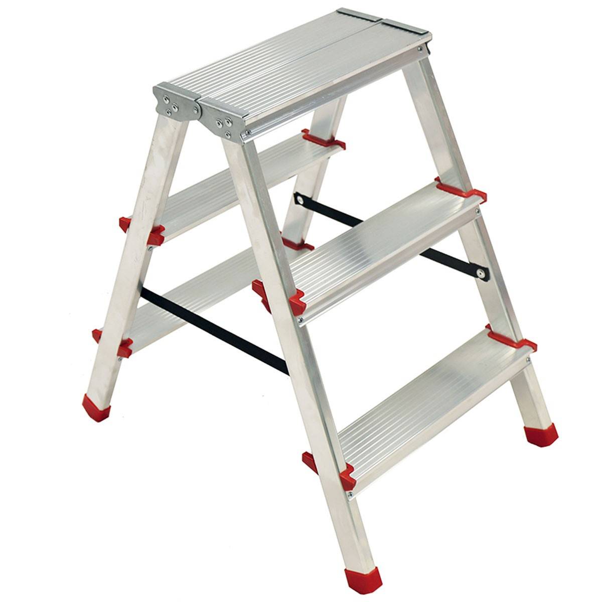 Escabeau 3 marches Marche-pied Aluminium Charge 125 kg Pliable Pieds anti-dérapants BRIXO - Imagen 1