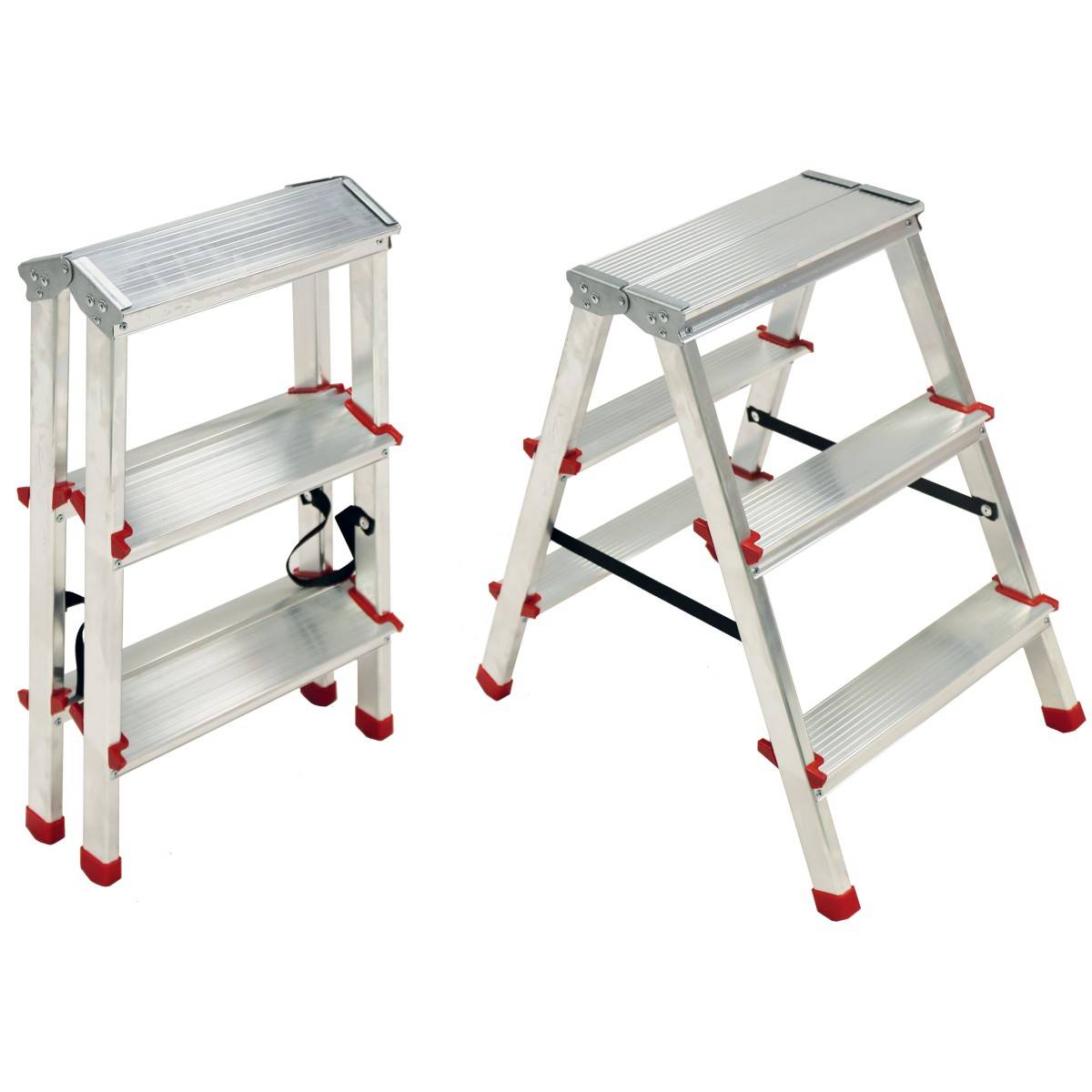 Escabeau 3 marches Marche-pied Aluminium Charge 125 kg Pliable Pieds anti-dérapants BRIXO - Imagen 7