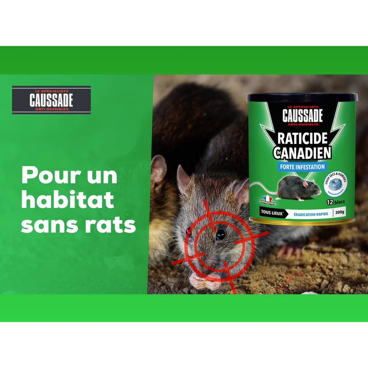 Multitanks - Lot de 2 Raticide Canadien Caussade - 600 g, 24 blocs - Flocoumafène - Image 7
