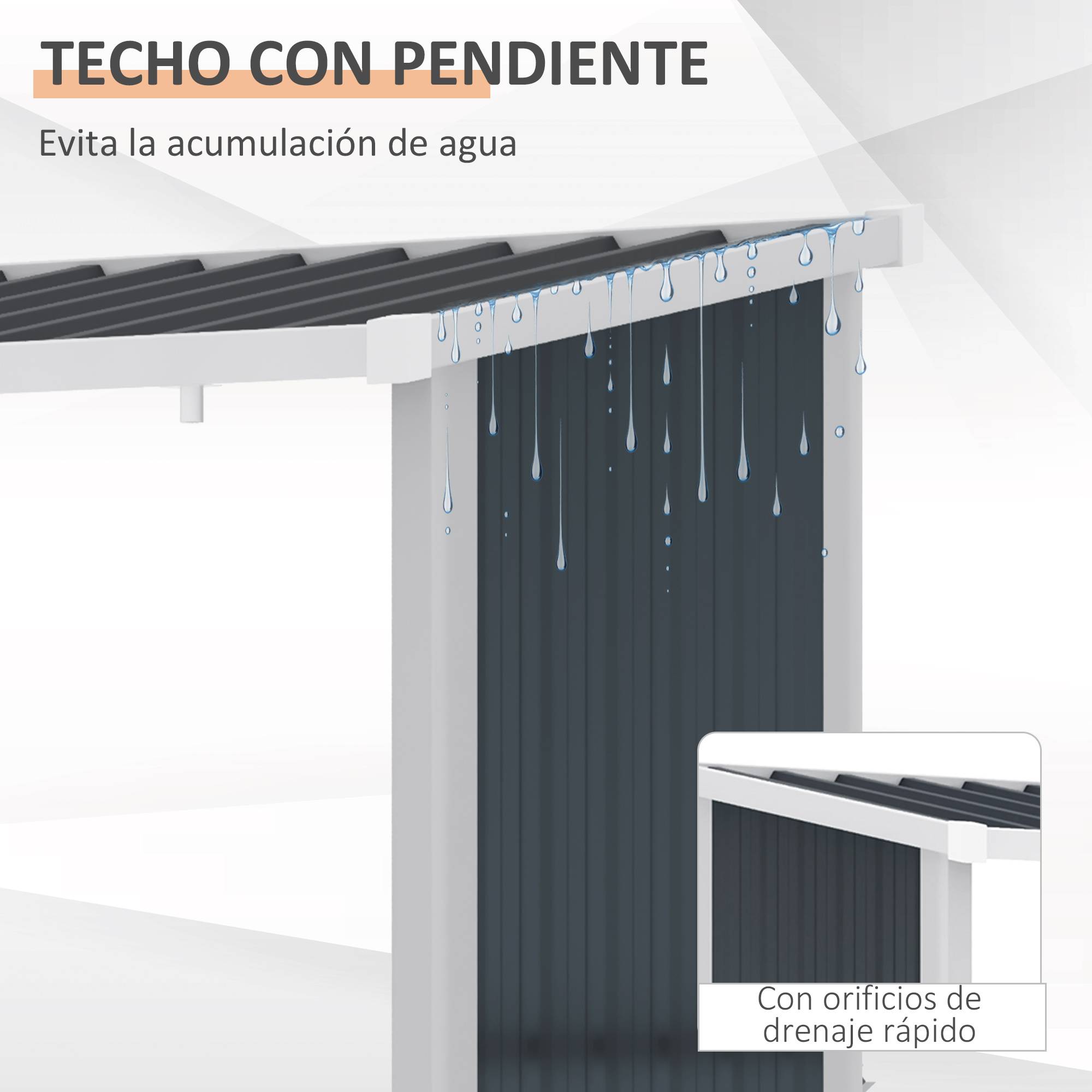 Abri à bûches en acier galvanisé avec toit incliné pour jardin, terrasse et extérieur, 185 x 84 x 133,5/148,5 cm, gris - Image 6